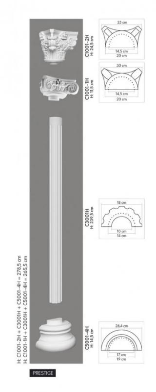 C1001-1H Ozdobná polovičná hlavicu stĺpu MARDOM DECOR d 30 x v 11,5 x š 18 cm