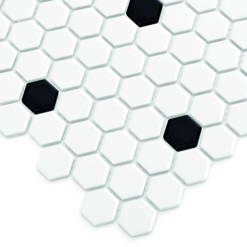 HEXAGONIC Mini Hexagon B&W Spot Keramická mozaika DUNIN (26x30cm/1ks)