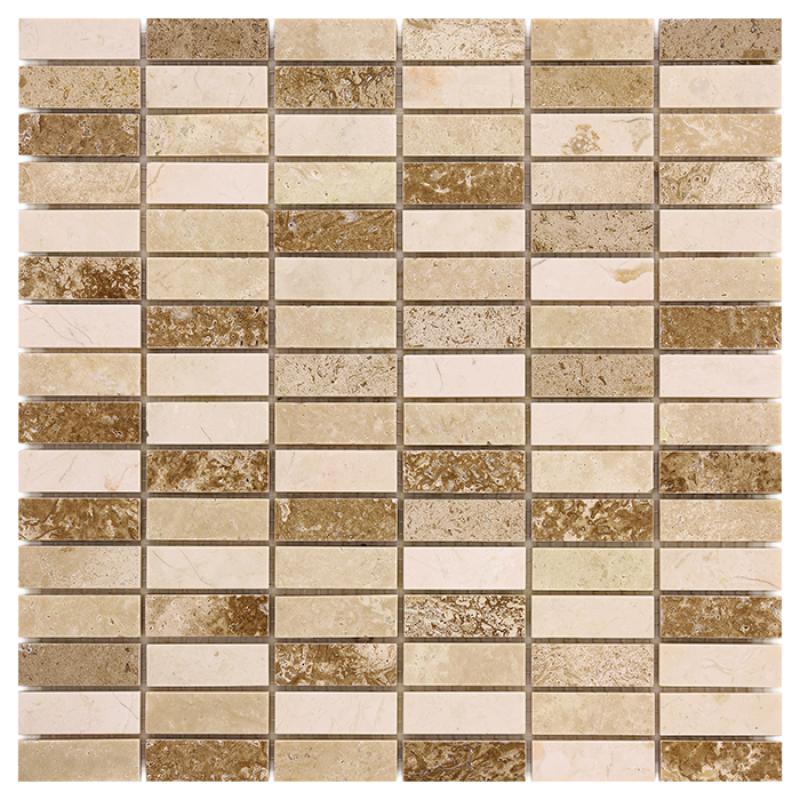 Travertine+Emperador Travertine Block Mix 48 Kamenné mozaiky DUNIN (30,5 x 30,5 cm / 1 ks)