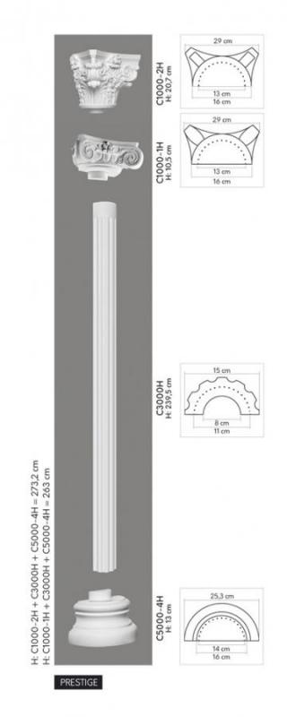 C5000-4H Polovičná ozdobná základňa stĺpu MARDOM DECOR d 24 x v 13 x š 15 cm