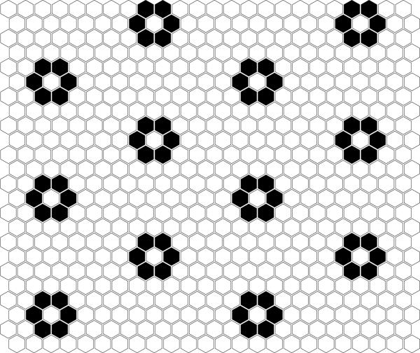 HEXAGONIC Mini Hexagon B&W Flower Premium matt Keramická mozaika DUNIN (26x30cm/1ks)