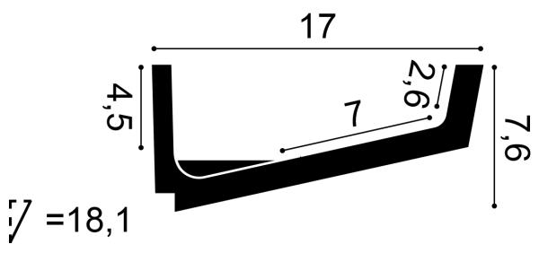 C352 Lišta pre nepriame osvetlenie ORAC DECOR d 200 x š 17,1 x v 76,0 cm 1