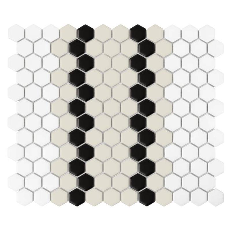 HOUSE LOVES Mini Hexagon Stripe 5.1.C matt Keramická mozaika DUNIN (30x26cm/1ks)