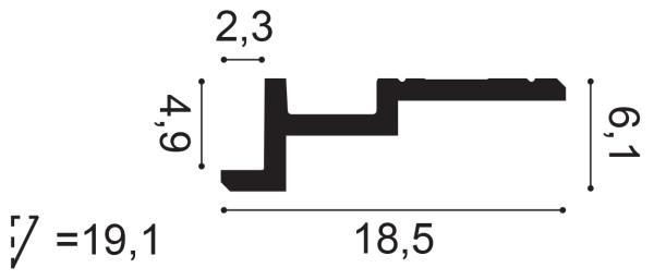 C396 Garnižová lišta ORAC DECOR d 200 x š 6,1 x v 18,5 cm 1