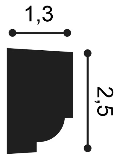 P9050F Lemovacia lišta ORAC DECOR FLEX d 200 x v 2,5 x š 1,3 cm 1