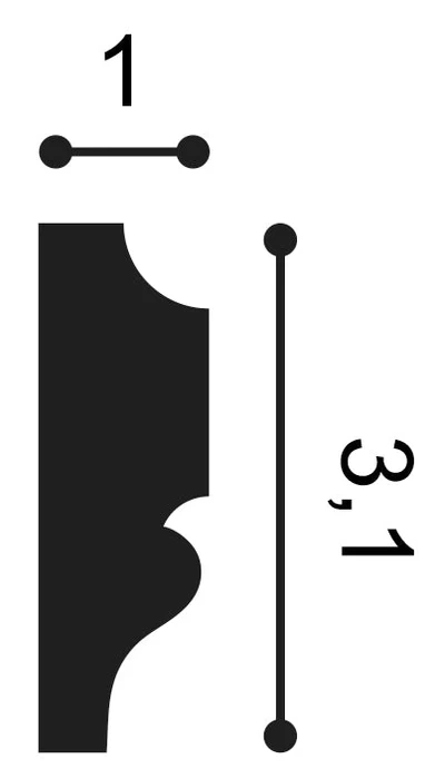 PX116 Lemovacia lišta ORAC DECOR d 200 x v 3,1 x š 1 cm 1