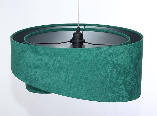 Zelená závesná lampa so strieborným velúrovým tienidlom RUBÍN DEKORIKO