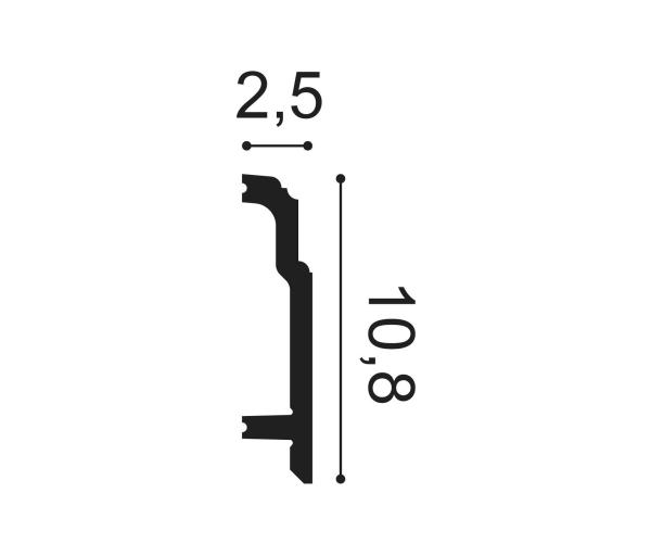 SX155 Podlahová lišta ORAC DECOR d 200 x š 2,5 x v 10,8 cm 1