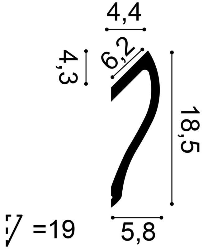 C371 Lišta pre nepriame osvetlenie d 200 x š 5,8 x v 18,5 cm 1