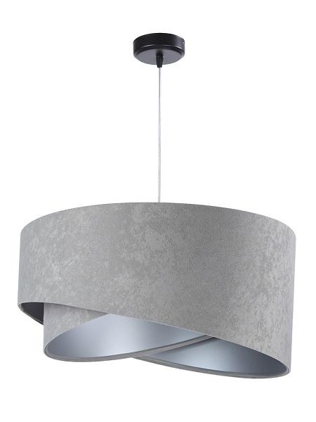 Sivo-strieborná závesná lampa s velúrovým tienidlom TAMI DEKORIKO