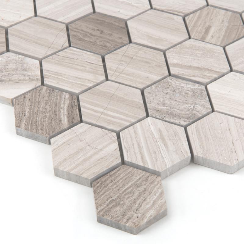 WOODSTONE Woodstone Grey Hexagon 48 Mramorové mozaiky DUNIN (29,8x30,2cm/1ks)