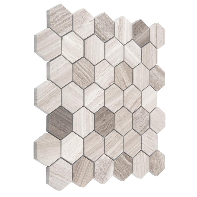 WOODSTONE Woodstone Grey Hexagon 48 Mramorové mozaiky DUNIN (29,8x30,2cm/1ks)