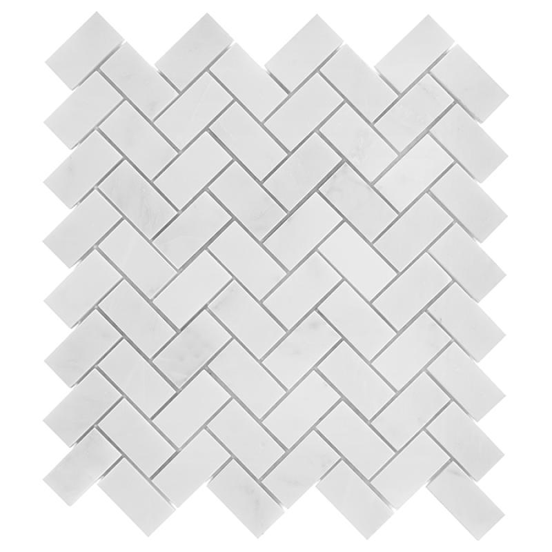 BLACK & WHITE Eastern White Herringbone 48 Mramorové mozaiky DUNIN (28,5x28,5cm/1ks)