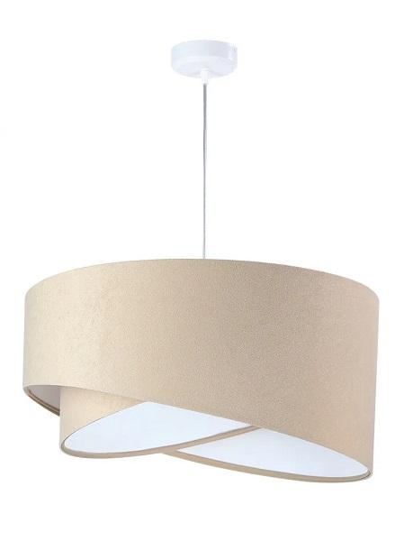 Béžovo-biela závesná lampa s velúrovým tienidlom ARIADNA DEKORIKO