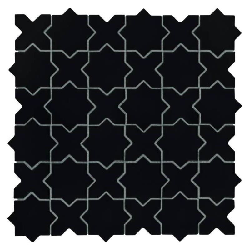 HOUSE LOVES Star&Cross Black matt Keramické mozaiky DUNIN (30,2x30,2cm/1ks)