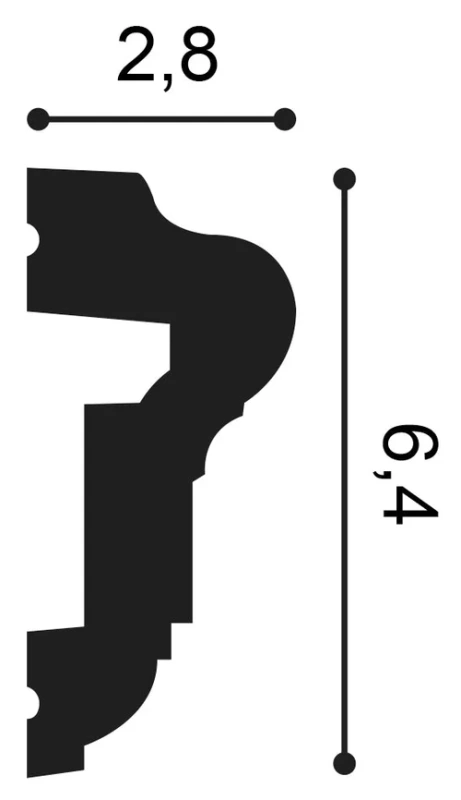P6020 Lemovacia lišta ORAC DECOR d 200 x v 6,4 x š 2,8 cm 1