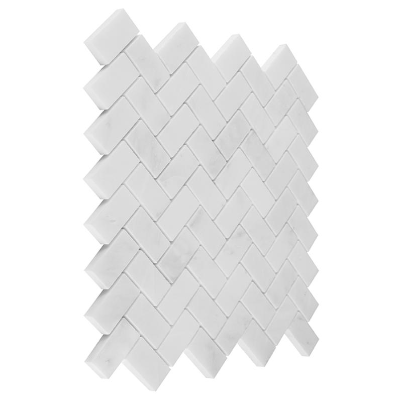BLACK & WHITE Eastern White Herringbone 48 Mramorové mozaiky DUNIN (28,5x28,5cm/1ks)