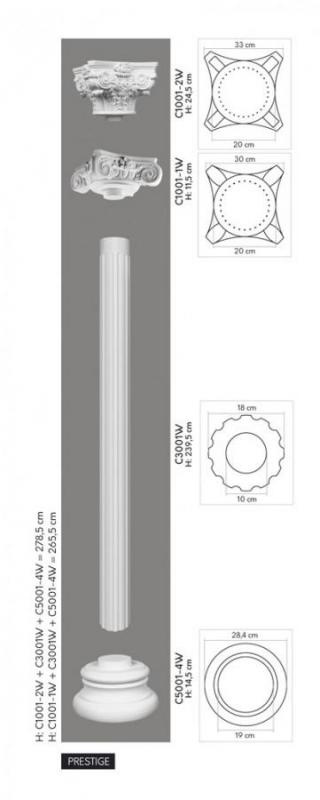 C3001W Ozdobný stĺp MARDOM DECOR d 18 x v 240  x š 18 cm