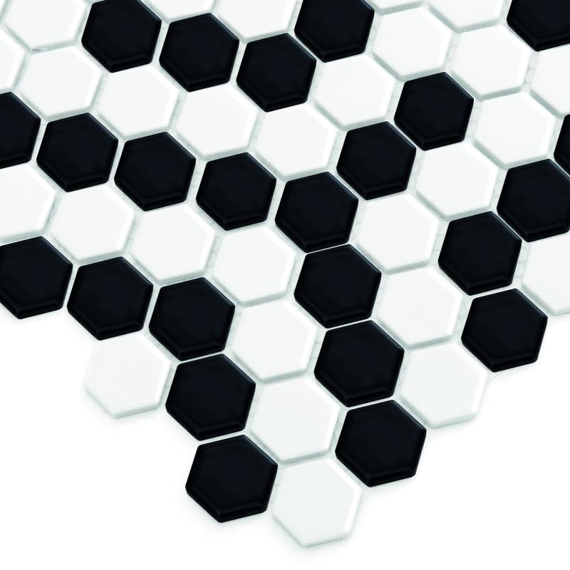 HEXAGONIC Mini Hexagon B&W Coral Keramická mozaika DUNIN (26x30cm/1ks)