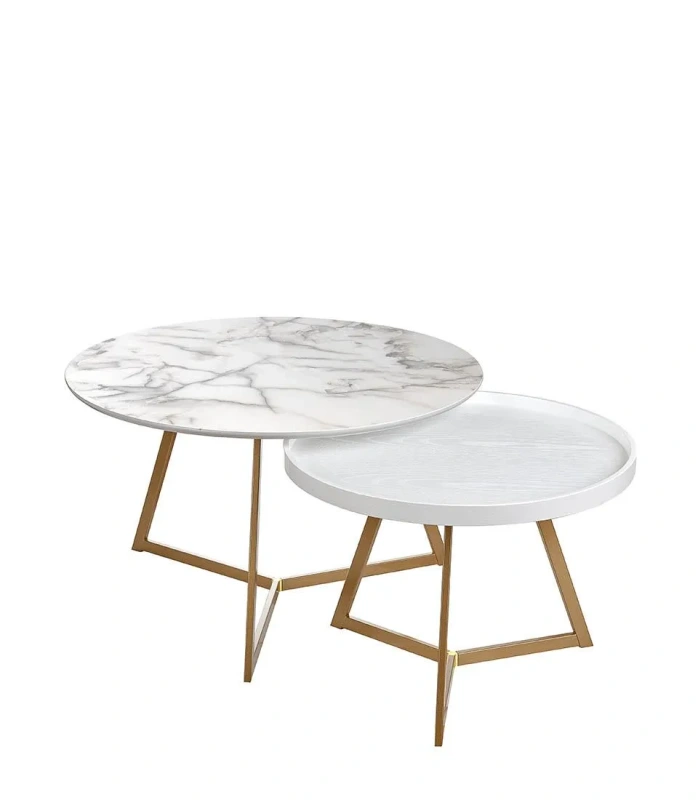 1J175 Konferenčné stolíky LNN Ø 80 x 48 h - Ø 61 x 45 h cm (set2ks) 1