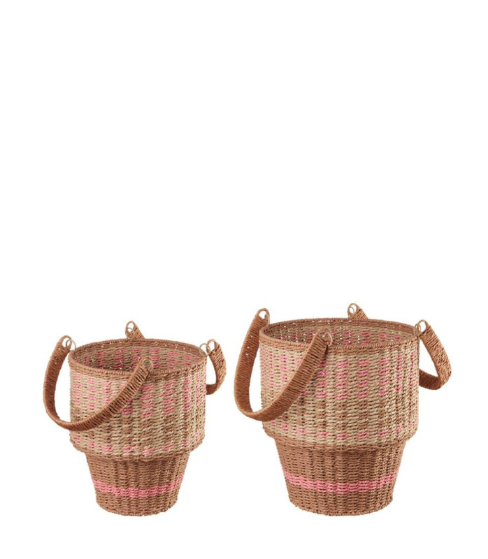 1A165 Dizajnový košík LNN Ø 25 x 29 h (rúčky 45h) / Ø 30 x 34 h (rúčky 52h) cm (set2ks)