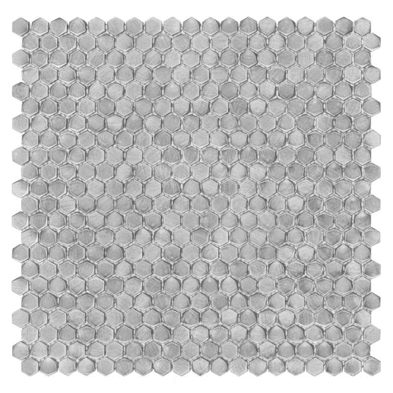METALLIC Allumi Silver Hexagon 14 Kovová mozaika DUNIN (30x30cm/1ks)