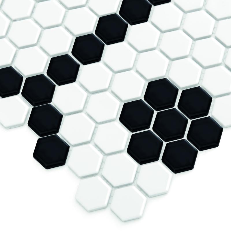 HEXAGONIC Mini Hexagon B&W Bee Premium matt Keramická mozaika DUNIN (26x30cm/1ks)