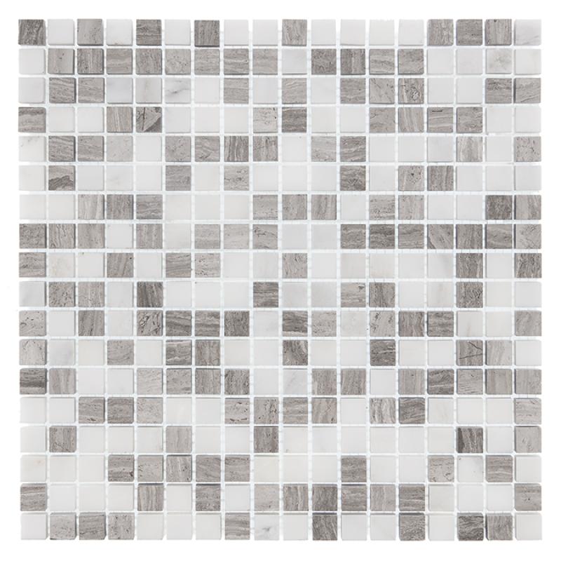 WOODSTONE Woodstone Grey Mix 15 Mramorové mozaiky DUNIN (30,5x30,5cm/1ks)