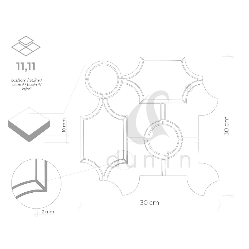 MANORIAL Carrara White Manor Mramorové mozaiky DUNIN (30x30x1cm/1ks) 5