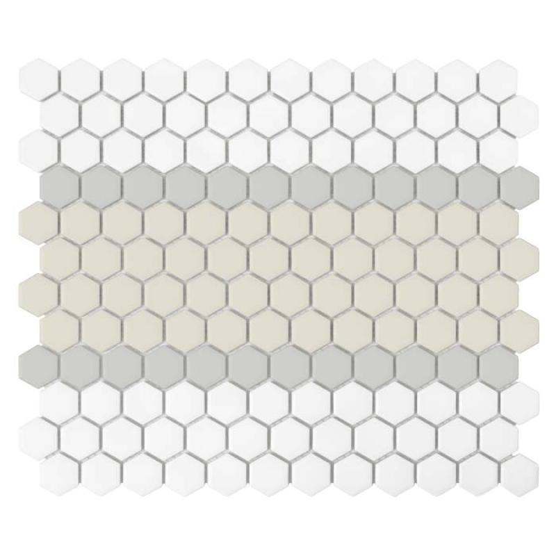 HOUSE LOVES Mini Hexagon Stripe 3.A matt Gresové mozaiky DUNIN (30x26cm/1ks)