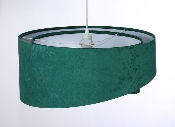 Zelená závesná lampa s bielym velúrovým tienidlom RUBÍN DEKORIKO
