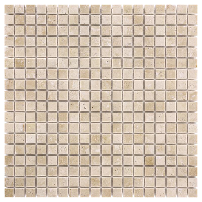 TRAVERTINE + EMPERADOR Travertine White 15 Mramorové mozaiky DUNIN (30,5x30,5cm/1ks)