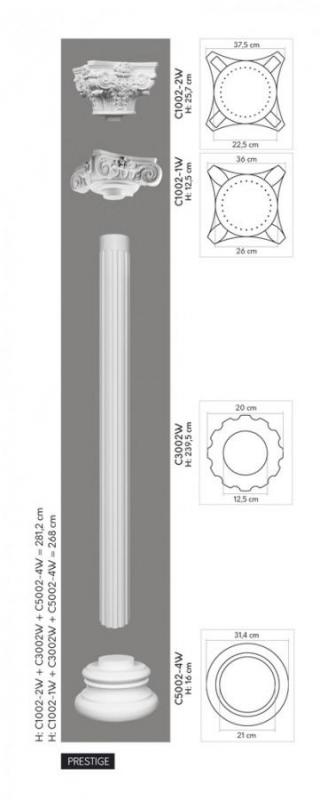C3002W Ozdobný stĺp MARDOM DECOR d 20 x v 240 cm x š 20 cm