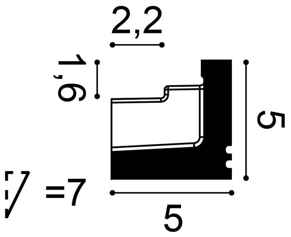 C361 Lišta pre nepriame osvetlenie ORAC DECOR d 200 x š 5,0 x v 5,0 cm 1