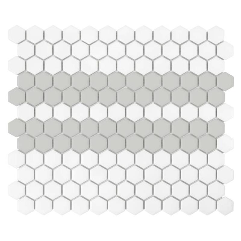 HOUSE LOVES Mini Hexagon Stripe 2.A matt Gresové mozaiky DUNIN (30x26cm/1ks)