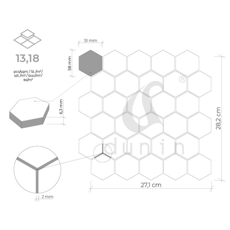HEXAGONIC Hexagon White 51 mat Keramická mozaika DUNIN (28,2x27,1cm/1ks)