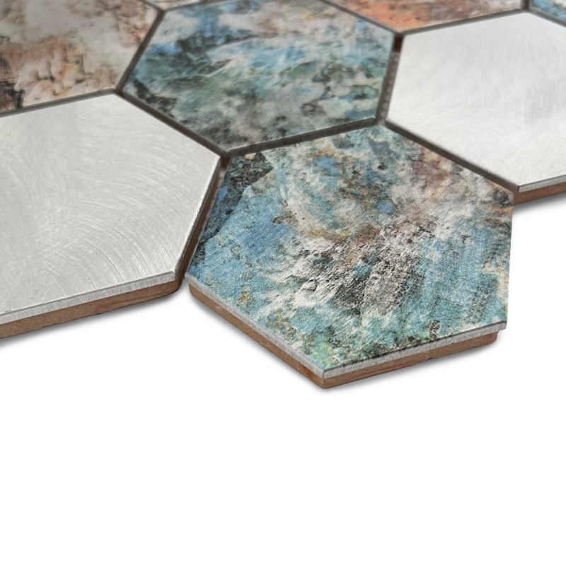 METALLIC Allumi Hexagon Patina 73 Kovové mozaiky DUNIN (26x30cm/1ks) 2