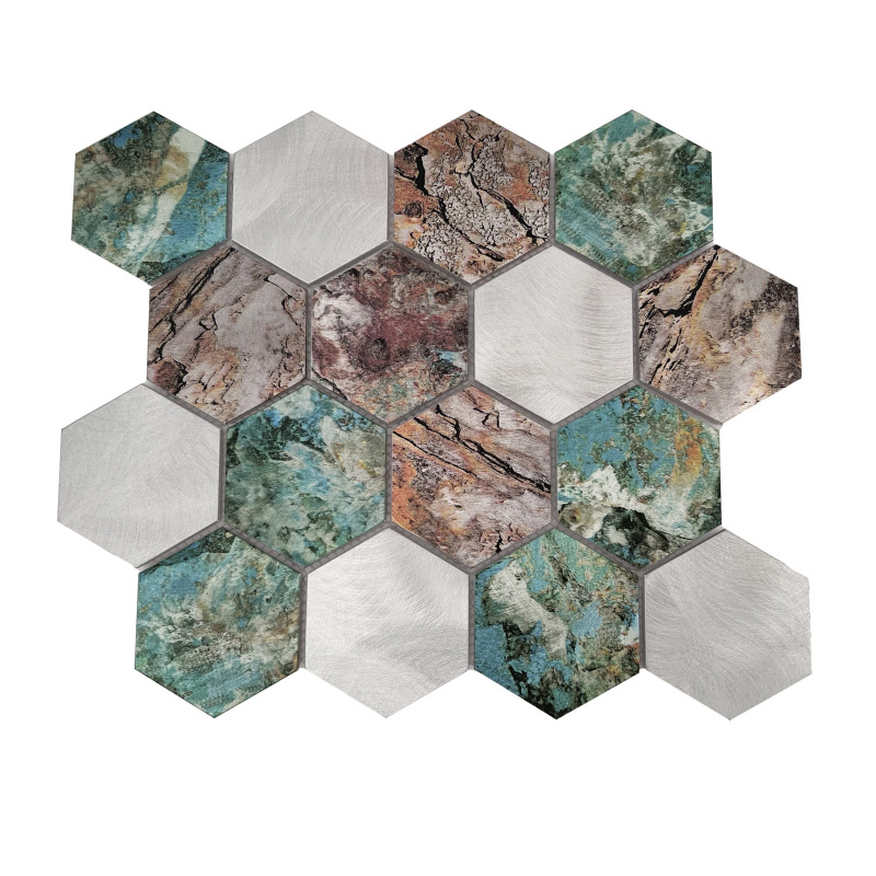 METALLIC Allumi Hexagon Patina 73 Kovové mozaiky DUNIN (26x30cm/1ks) 4