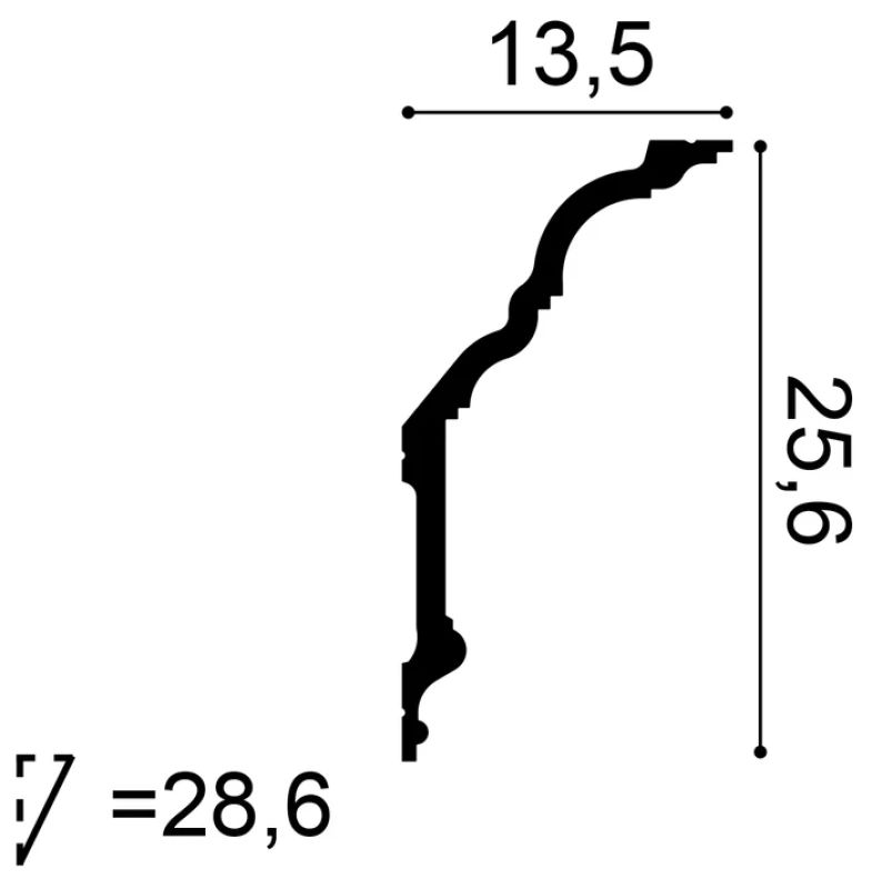 C340 Rohová lišta ORAC DECOR d 200 x š 13,5 x v 25,6 cm 1