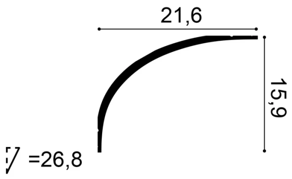 C990 Rohová lišta ORAC DECOR d 200 x š 21,6 x v 15,9 cm 1