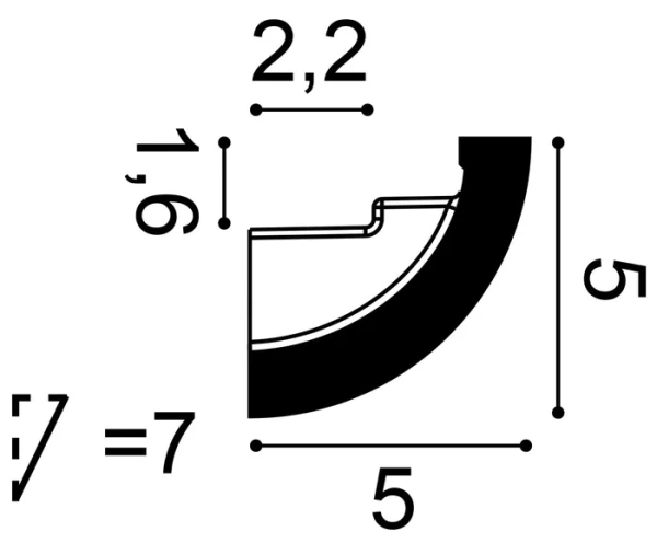 C362 Lišta pre nepriame osvetlenie ORAC DECOR d 200 x š 5,0 x v 5,0 cm 1