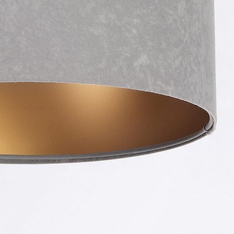 Sivo-zlatá závesná lampa s velúrovým tienidlom KAMÉLIA DEKORIKO