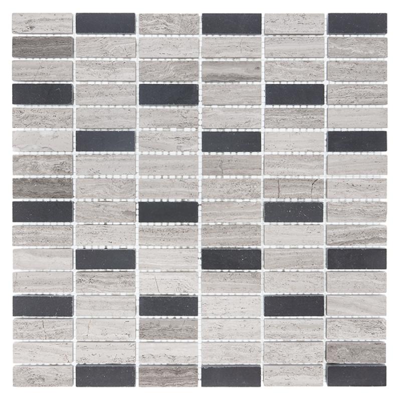 WOODSTONE Woodstone Grey Block Mix 48 Mramorové mozaiky DUNIN (30,5x30,5cm/1ks)