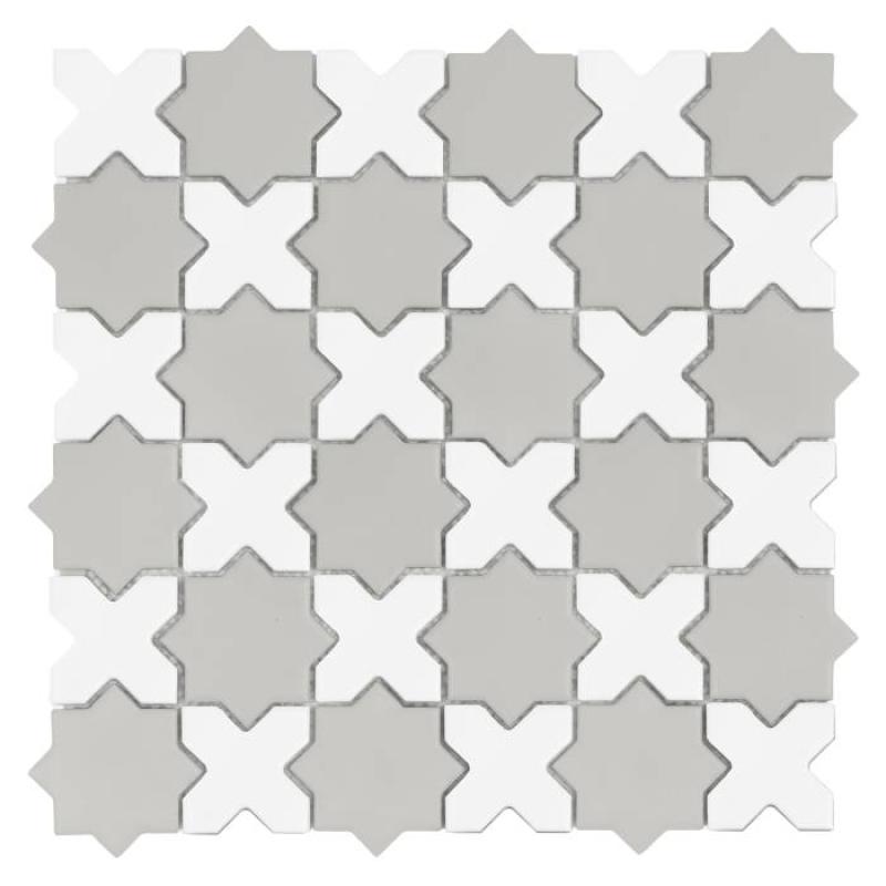 HOUSE LOVES Star&Cross Ash Mix matt Keramické mozaiky DUNIN (30,2x30,2cm/1ks)