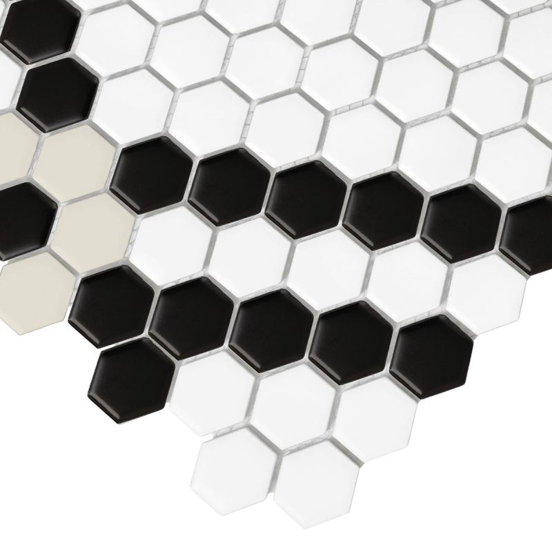 HOUSE LOVES Mini Hexagon Doublehex Black matt Gresové mozaiky DUNIN (40,1x34,1cm/1ks)