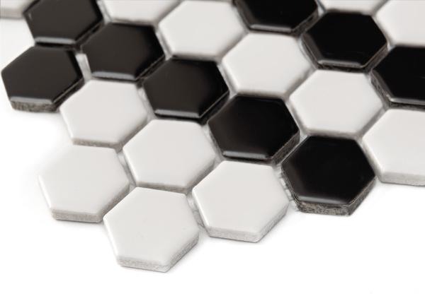 HOUSE LOVES Mini Hexagon Doublehex Black matt Gresové mozaiky DUNIN (40,1x34,1cm/1ks)