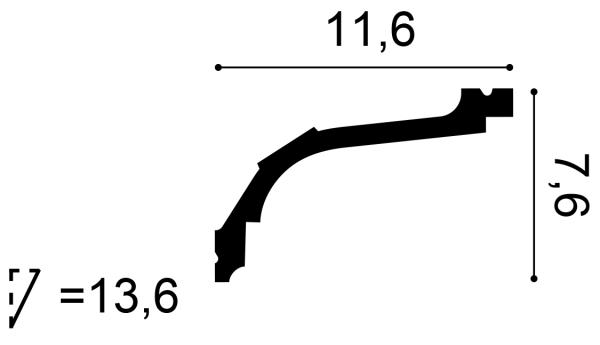 C220F ohybná rohová lišta ORAC DECOR FLEX d 200 x š 11,6 x v 7,6 cm 1