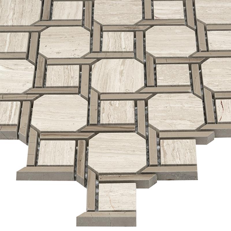 MANORIAL Woodstone Grey Nodum Mramorová mozaika DUNIN (28x28x1cm/1ks)