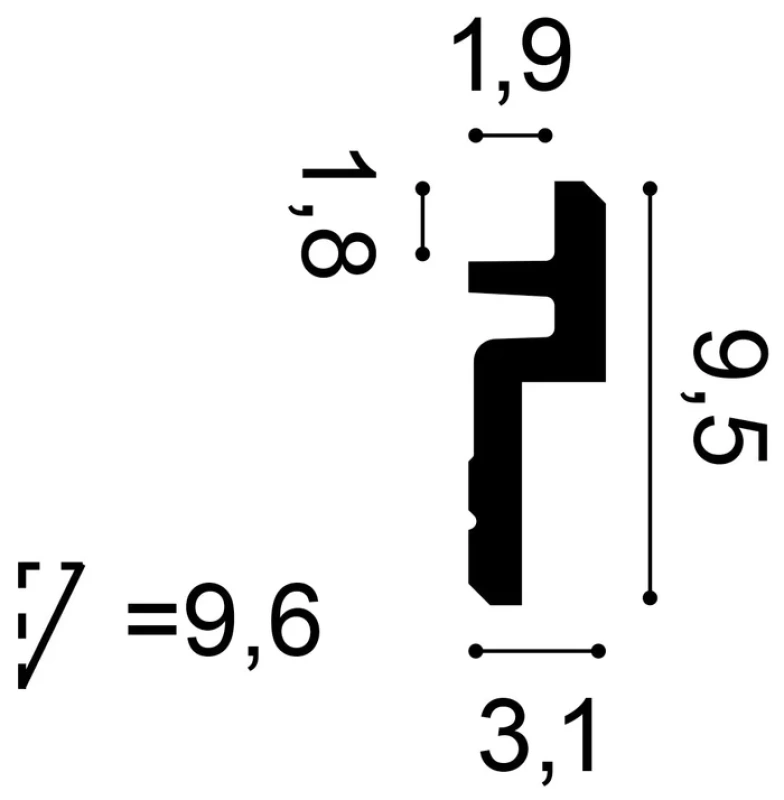 C394 Lišta pre nepriame osvetlenie ORAC DECOR d 200 x š 3,1 x v 9,5 cm 1