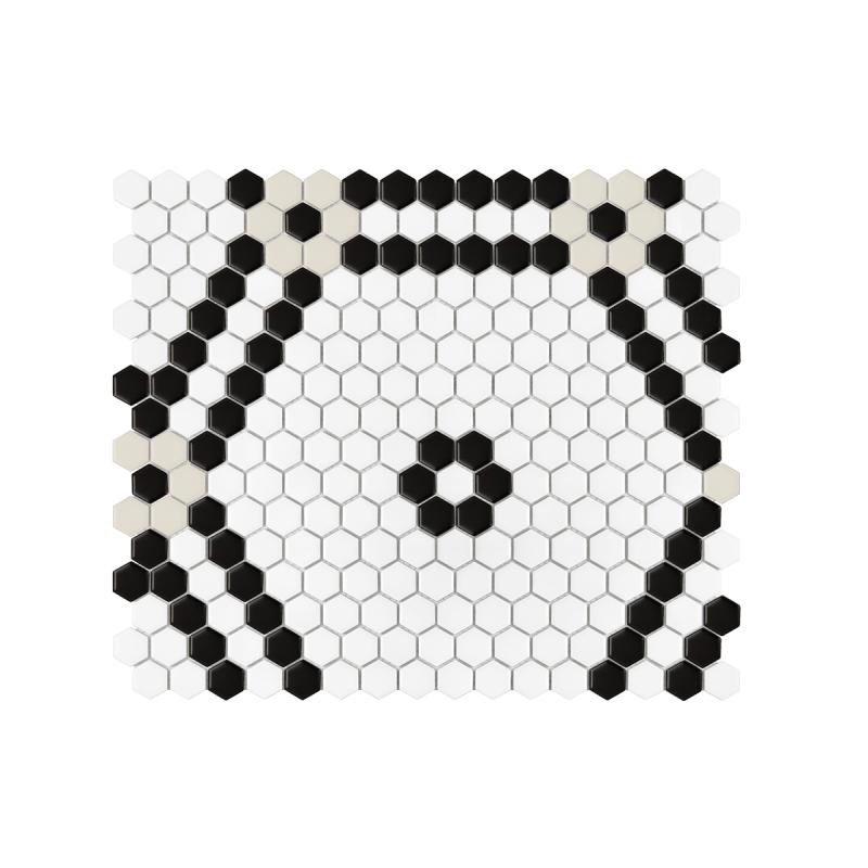 HOUSE LOVES Mini Hexagon Doublehex Black matt Gresové mozaiky DUNIN (40,1x34,1cm/1ks)